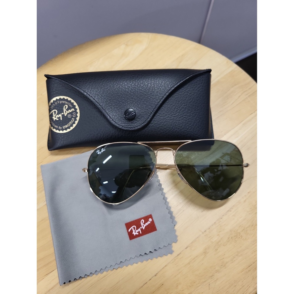 Ray-Ban RB3025 Aviator Classic Gold Framed Sunglasses - Green